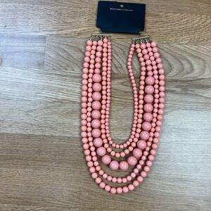 New York & Company Multi-Strand Large Bead Necklace Peach Coral NEW